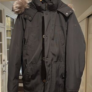 Michael Kors Black Puffer Jacket with Fur Trim